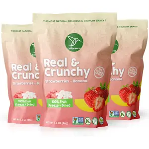 Freeze Dried Fruit Snack, Mix Strawberry & Banana, Real & Crunchy, Non-GMO, Kosher & Vegan, 100% Fruit, No Sugar Added, Excellent for Healthy Snacks & Gluten Free.