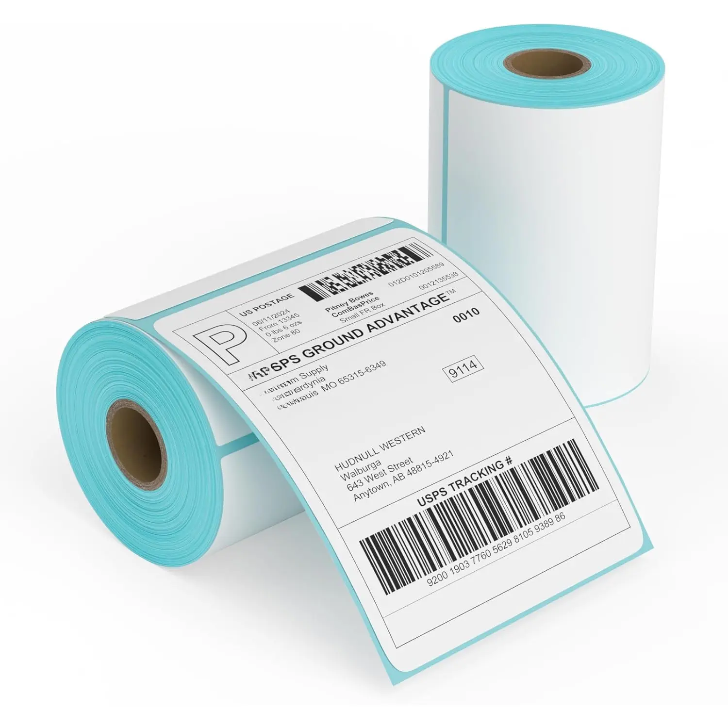2 Rolls 4x6 Direct Thermal Printer Labels 500 Shipping Labels Compatible with Zebra, Rollo Label Printer, Peforated Postage Thermal Labels, Permanent Adhesive, 250 Labels/Roll