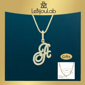 [LeBijouLab] 2026 Valentine's Gift | A-Z Cursive Initial Letter Necklace Golden & Silver | Holiday Gift | Christmas Gift | Cubic Zirconia Stone 18in+2in Extender Chain Birthday Gifts Anniversary Gift Best Valentines Day Gift for 2026 P2