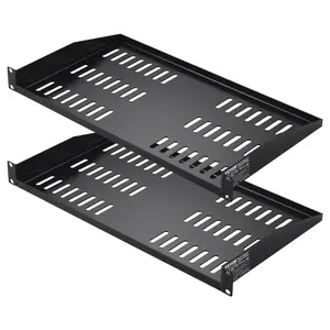 2PCS 1U Server Rack Shelf SPT-U300-1A 10"/254 mm Depth 50 lbs Max Load Vented Cantilever Wall Mount with Tray for 19" Network Cabinet