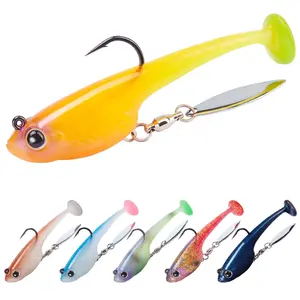 TRUSCEND Pre-Rigged Paddle Tail Swimbaits，Lively Kick Action，Works at Low & Fast Speeds，10X Tear-Resistant TPE，Mustad Hooks，For Bass Trout Walleye Pike，Freshwater Saltwater
