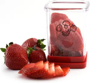 [ON SALE] Strawberry Cup Slicer Fruit Kitchen Plastic Stainless