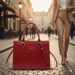 Vintage Burgundy Leather 3-in-1 Women's Handbag | Multi-Compartment Anti-Scratch Tote | Lightweight Luxury for Work Travel Evening | Removable Strap Crossbody Shoulder Bag with Key Fob PU Leather Bag