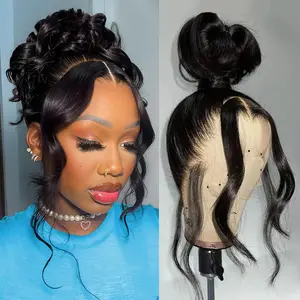 【30"=94】360 Lace Front Wigs Human Hair Invisi Strap Body Wave HD Lace Front Wigs Human Hair Pre Plucked Drawstring 360 Frontal Glueless Wigs for Women 180 Density Full Lace Wig