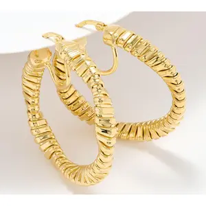 David Markstein Bronze Tubogas Twist 1-3/8" Hoop Earrings