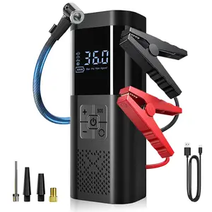 Portable Car Jump Starter, 3000A Peak 12V Car Battery Jump Starter with 150PSI Tire Inflation Function, Built-in LED Light. Includes Jump Cables, Air Hose and Charging Cable