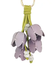 Women's Handmade Tulip Flower Bag Accessory, PU Leather Keychain, Elegant and Cute, Anti-Loss, Perfect Gift for Friends and Family, Stylish Keychain