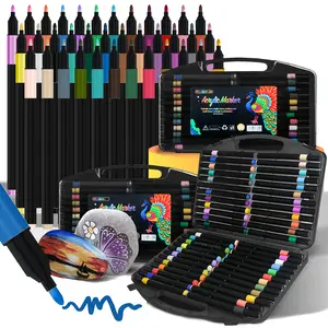 36/48Colors Acrylic Marker Pens - No Bleed Through! Studio Quality for Kids & Artists. Layer, Blend, Wipe & Create! Perfect for Drawing, Sketching, Doodling.Totally Washable. Unleash Creativity Worry-Free on Paper, Canvas & More!