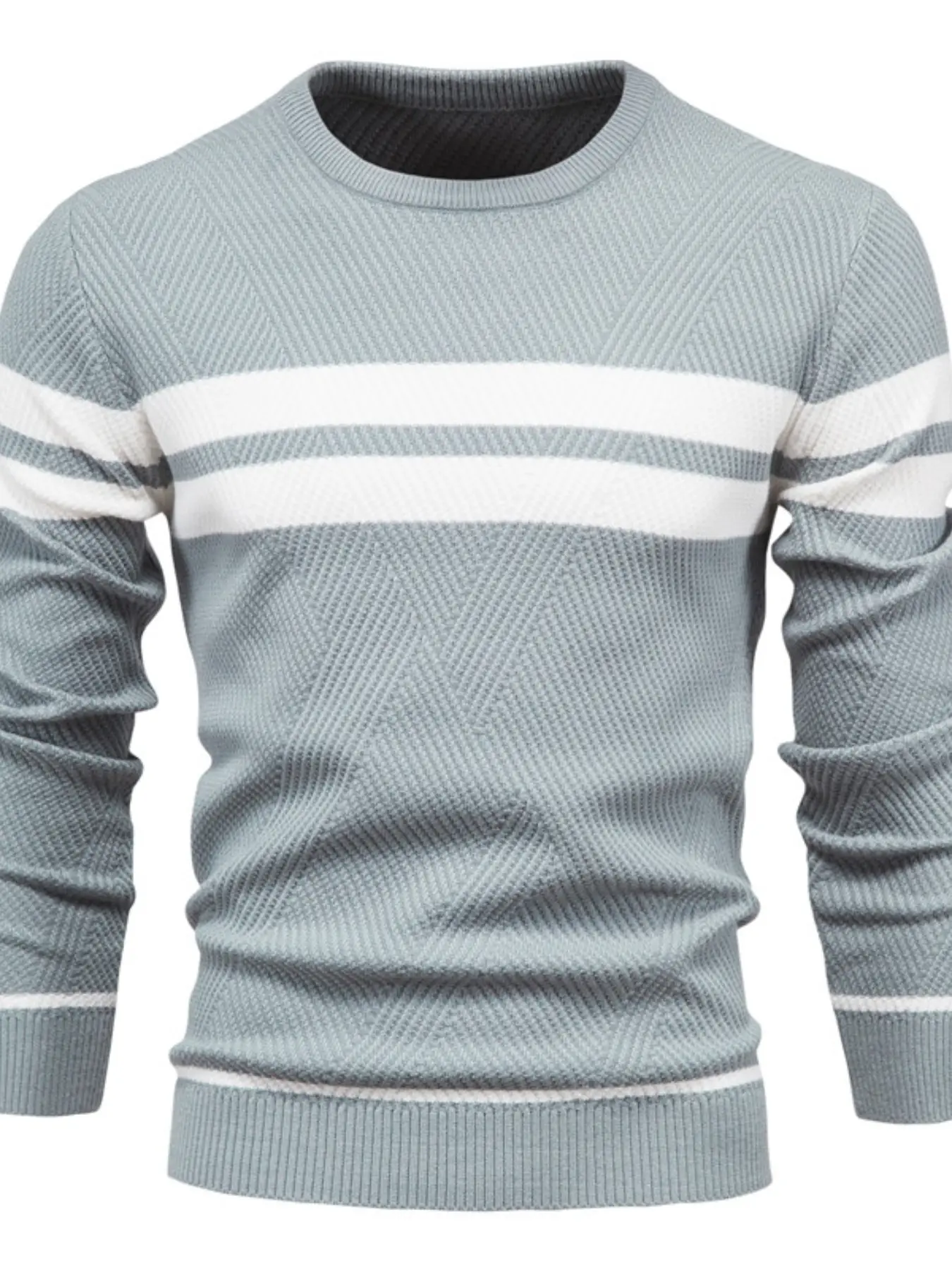 Men's casual striped Knit sweater, Loose Knitwear, Long sleeve, round neck design, classic leisure style, comfortable fabric, autumn and winter men's daily outfit, essential item for outdoor wear men's sweater Knitwear