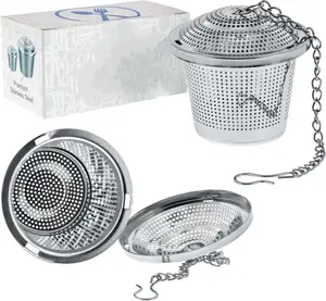 2 Premium Stainless Steel Tea Ball Strainer Infusers - 2" Size with Micro Perforated Mesh - Steep Loose Leaf Tea, Herbal, Spices & Seasonings - Teapot, Tea & Coffee Cup Mug