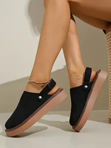 Women's Thick Sole Single Shoe, All-Season Slip-On Mules, Colors, Casual Fashion Buckle Backless Sandals, Slipper Sandals, Shoes Mules