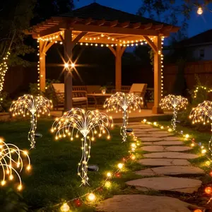 Solar Firework Lights, Multicolor/warm, 8 Lighting Modes, DIY Yard Patio Lawn Path Garden Decor, Outdoor Solar Powered Lanterns