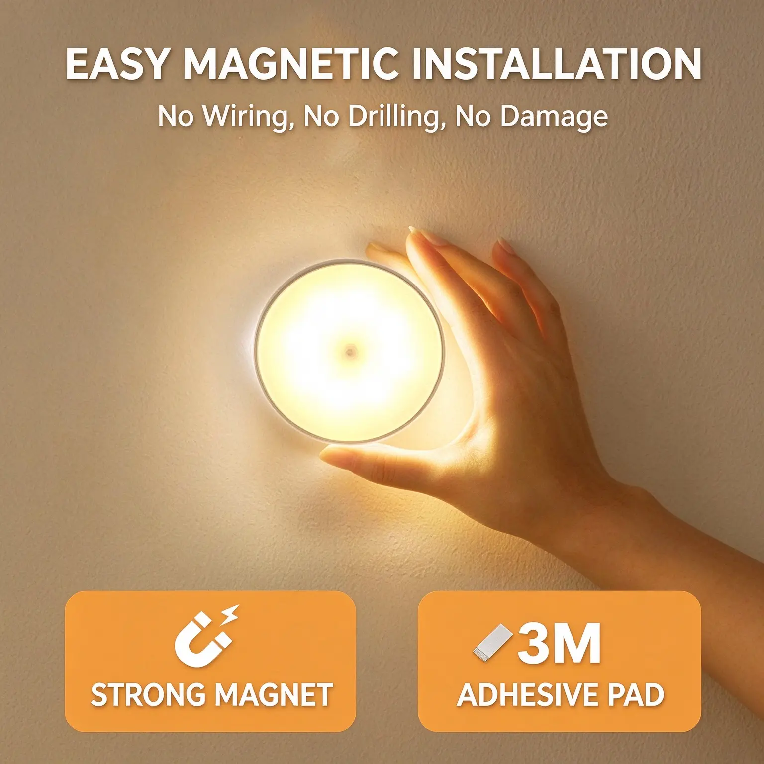 Motion Sensor Night Light, USB Rechargeable Portable Bedside Lamp for Bedroom, Dorm, Baby Breastfeeding, Reading