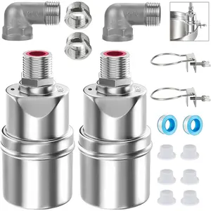 Auto Float Valve 1/2" 3/4" - 304 Stainless, No Pump Needed for Tanks, Fish Ponds, Livestock Troughs, Hydroponics, Pool(2 Pack Long)