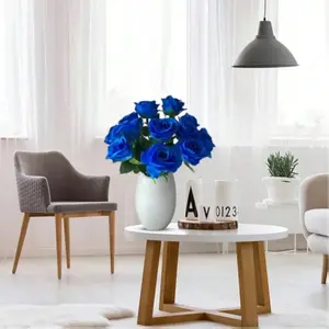 Deep Blue Rose Artificial Flowers, DIY Wedding Bouquet Centerpiece Decor, Valentine's Day Gift Decoration, Baby Shower Decoration
