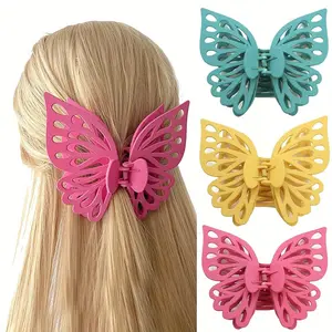 Hair Claw, 3 PCS Butterflies Hair Clamps for Women, Ultra-Large Double-Layer Butterfly Hollow-out Hair Clip, Big Butterfly Claw Hair Clips for Women's Thick Hair, Matte Medium Clip, Large Matte Hair Claw Clips