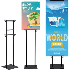 Duty Poster Stand with Non-Slip Mat Base, Pedestal Sign Stand Up to 79 inch, Side Banner Stand for Board & Foam Display