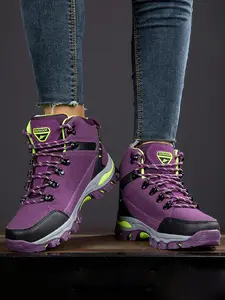 Women's Waterproof Hiking Boots, Lightweight Hiking Boots, Outdoor Camping Trail Shoes, Trekking Camping Shoes, Non-Slip Wear-Resistant Casual Footwear, Round Toe Mid Top All Season