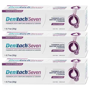 2026!!! Denttach Seven Denture Adhesive, Thermoplastic Denture Adhesive Up to 7 Days, Extra Strong Waterproof, Secure Denture Grip & Cushion, Refit, Reliner for Upper & Lower Dentures, Comfortable, Zinc Free