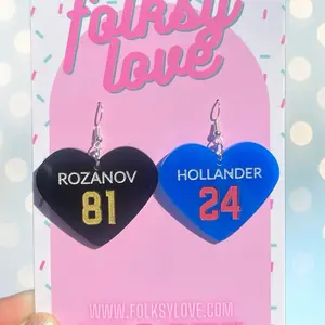 Heated Rivalry hockey romance hearts acrylic earrings