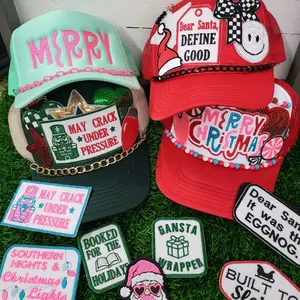 Christmas Trucker Hats with Embroidered Patches Merry Christmas Nutcracker Dear Santa Define Good Festive Holiday Caps