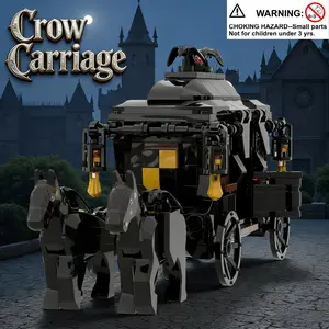 Moc Raven Carriage Building Model, Fantasy Fairy Tale 3D Building Block Puzzle Toy, Multi-Layer Explorable Structure, High Detail Interior, Indoor Decor, Gift for Kids
