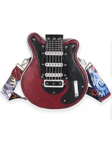Men and Women PU Leather Guitar Shaped Crossbody Shoulder Bag Guitar Purse