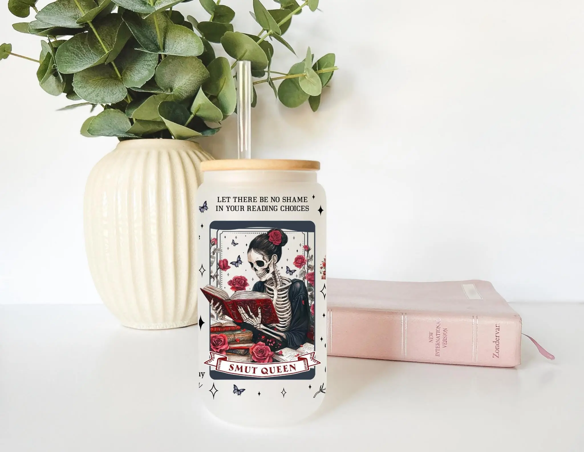 Smut Queen Glass Tumbler, 16oz Can Cup, Dark Romance Reader Gift, Frosted or Clear