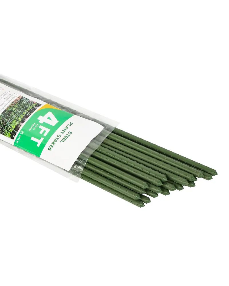 4ft Plastic Coated Steel Stakes – Garden Plant Supports for Tomatoes & Climbing Plants (25pcs)