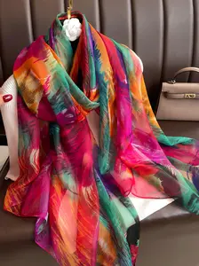 Colorful Print Long Scarf, Soft Comfortable Boho Style Shawl for Women, Fashionable Scarf for Daily Wear, Casual Versatile Scarf for All Seasons