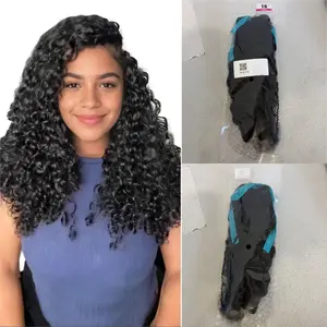 Burmese Curly Feather Crochet Hair Extensions, 100% Human Hair for Boho Braids, Pre-Separated with Invisible String for Women, Natural Black
