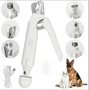 2-in-1 Pet Nail Clipper & Grinder with Dual LED Lights, USB Rechargeable, Electric Multi-Function Grinding