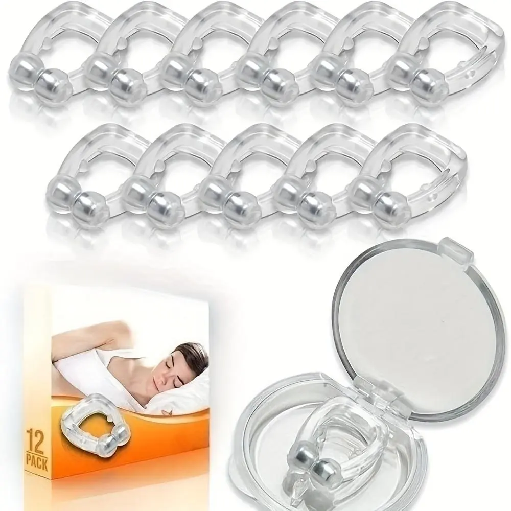 12pcs Magnetic Nose Clips - Reusable Snoring for Sleep, -Snoring Device Suitable for Snorers, Discreet Magnetic Nose Strips for Peaceful Sleep, Non- Snoring Solution