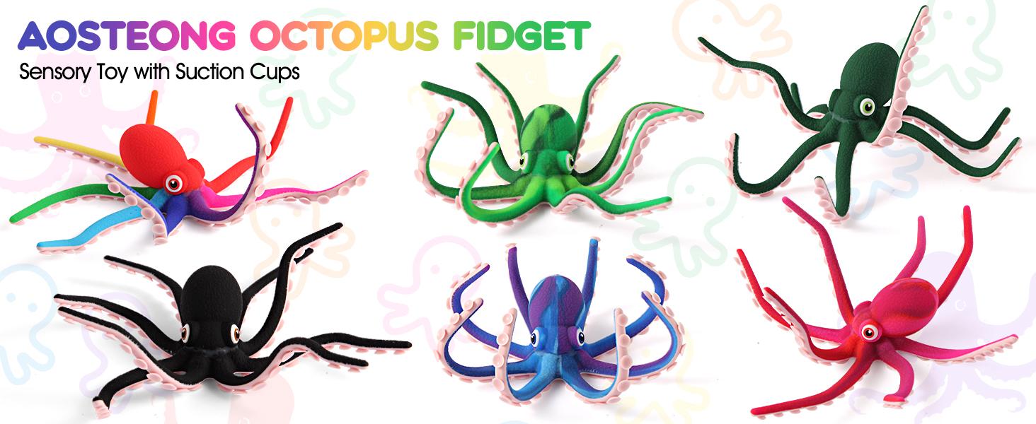 Octopus Fidget Toy with Suction Cups – Silicone Stress Relief and Sensory Play Desk Toy, Bendable Tentacles for Creative Poses, Portable Gift for Kids, Teens and Adults (1 Pc-)