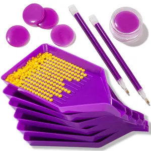 13pcs/set Diamond Painting Art Accessories, V-Shaped Corner Opening Diamond Art Trays Kits for Adults with Diamond Painting Pen and Wax Glue, Rhinestone Bead Tray for Diamond Painting Dotz Tools Storage