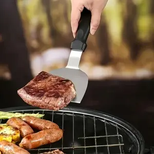 3-piece stainless steel kitchen utensil set, heavy-duty large-sized metal spatula, suitable for outdoor grilling, Barbecue Utensils, cast iron frying pans, pancakes, eggs, omelets, steaks, hamburgers, and other grilling tool sets