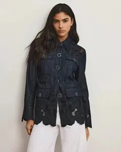 Kiki Eyelet Jacket Indigo