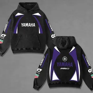 Yamaha Alphatauri Biker Hoodie Washed Vintage MotoGP Racing Streetwear, Motorcycle Graphic Hoodie Unisex, Designed for Motor Fans, Sportbike Culture, Speed Lovers & Urban Motorbike Style Z