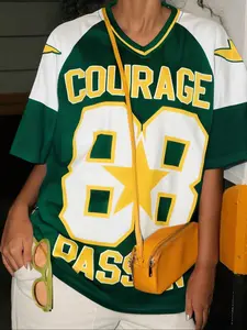 Women's Number 88 Print Baseball Jersey, Street Fashion Casual Comfy Green Short Sleeve T-shirt for Daily Wear, Ladies Summer Clothes