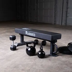 RUGGED STRENGTH Flat Weight Bench - Large Workout Bench for Home Gym - 1500lbs Capacity