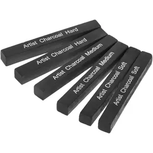 Compressed Charcoal Sticks for Sketching, Drawing, Shading, Soft, Medium, Hard, Art Supplies Sketch Kits Tools, 6-Piece Boxed