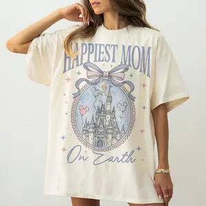 Comfort colors Happiest Mom On Earth Shirt WDW Castle Tee, Coquette Bow Mom T-Shirt, WDW Castle Coquette Bow T-shirt, Mother's Day Gift For Mom