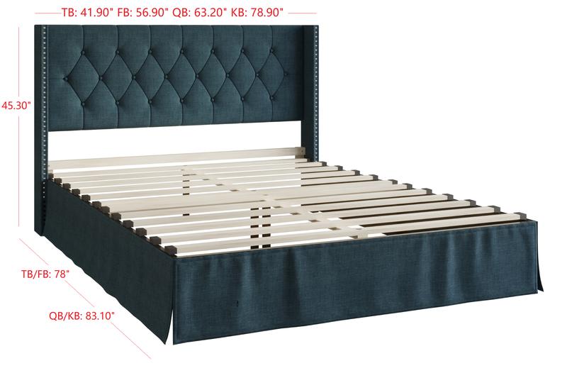 Favorer Billy Tufted Upholstered Platform Bed - Wingback or Non-Wingback, Available in Multiple Sizes, Classic Design