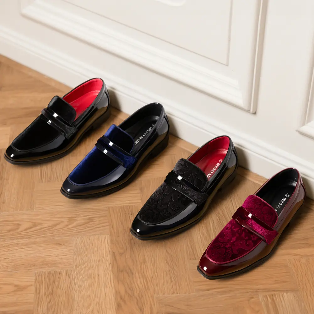 【BRUNO MARC Anniversary】 Men's Patent Leather Penny Loafers, Classic Plain Slip-On Black Office Business Dress Shoes with Removable Insole, Closed Flats, Mens Gifts Footwear, TikTok Shop Back to School