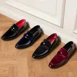 BRUNO MARC Men's Classic Patent Leather Pointed Toe Penny Loafers - Black Footwear for Office Business, Easy On & Off Effortless Style Goals Debonair Style Slip-Ons, Removable Insole, Birthday Gifts for Him
