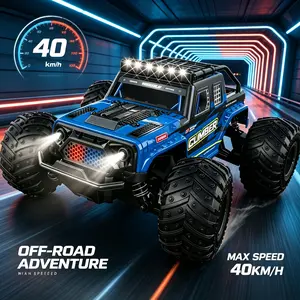 New American-style remote control all-terrain vehicle, off-road remote control toy car, high-speed off-road drift car, equipped with a rechargeable battery, cool LED headlights, replaceable two-color shell, anti-collision shell design, best gift