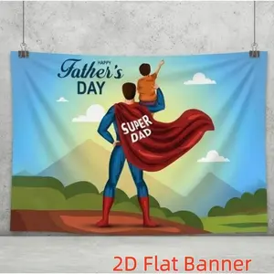 1PC,2D Flat Customize Backdrop Father's Day Decoration Backdrop, Super Dad Themed Festival Background Curtain, Hanging Cloth for Family Gathering Party Decoration