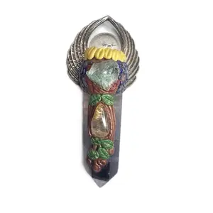 Natural Crystal Wands  - Unique Design with Various Crystals and Colorful Accents