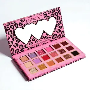 Kevin&CoCo 18 Color Eyeshadow Palette - Pink Leopard Print Design with Glitter and Matte Shades for Makeup