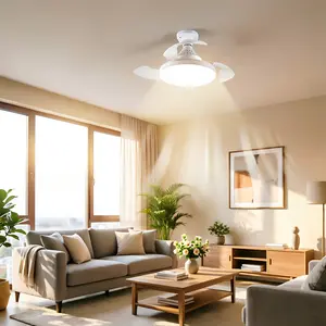 LED ceiling fan light, white, stepless dimming, invisible ceiling fan lamp, with remote control + APP control, suitable for bedrooms, living rooms, kitchens, studies, indoor lighting and fan light.